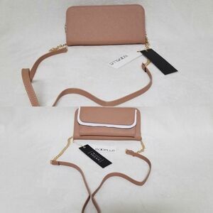 ISABELLE Pale Taupe Vegan Leather Crossbody Clutch